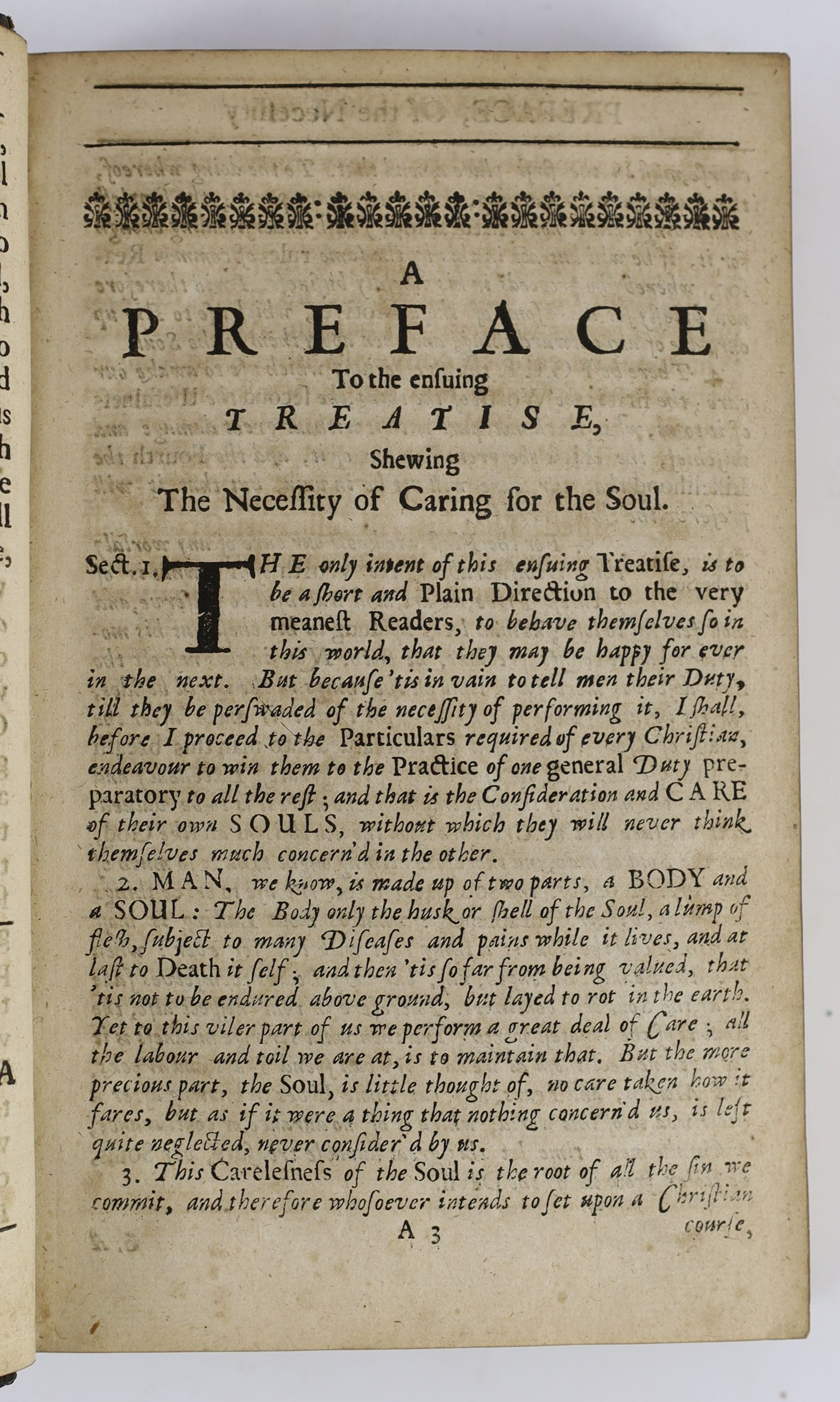 Allstree, Richard - The Whole Duty of Man, 8vo, rebound straight grained black morocco gilt, with engraved Royal Armorials frontis and title, adverts at end, R. Norton for Robert Pawlet, London, 1675 and West, Michael -